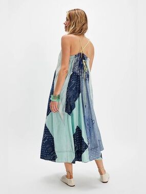 Free People Happy Days Maxi Dress Festival Patchwork Boho Chic Bandana print